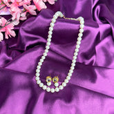 White Pearl Mala Set With Kundan Earrings
